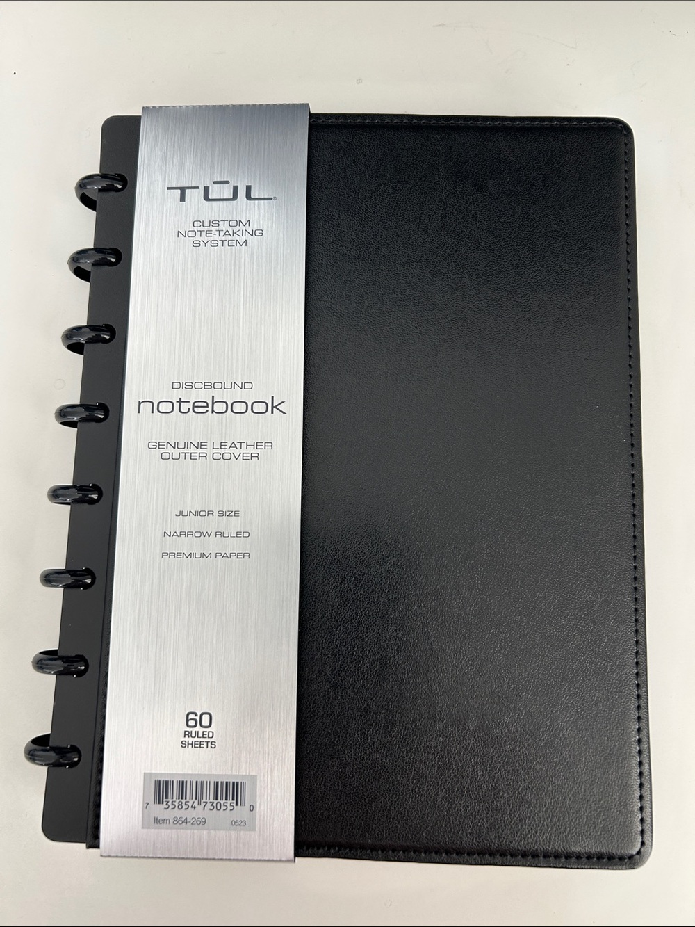 TUL Black Discbound Notebook junior size NEW - Genuine leather